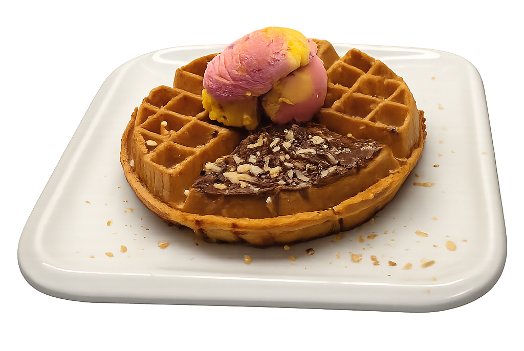 ვაფლი შოკოლადით და ნაყინით